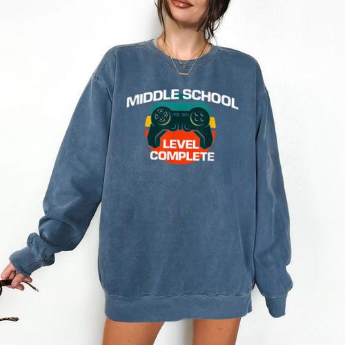 Middle School Graduation Gaming Vintage Level Complete Comfort Colors Sweatshirt - Best Gift Smart