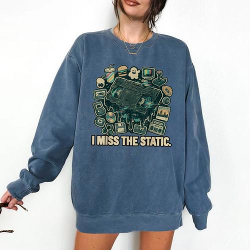 I Miss The Static Retro VHS Nostalgia Art Comfort Colors Sweatshirt - Figerry