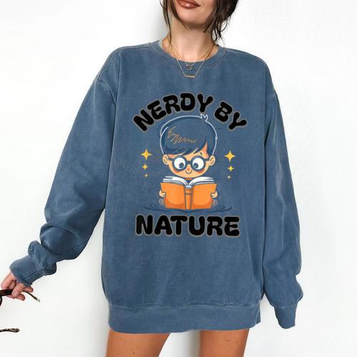 Nerdy By Nature Chibi Cute Book Lover Comfort Colors Sweatshirt - Bookorys DE