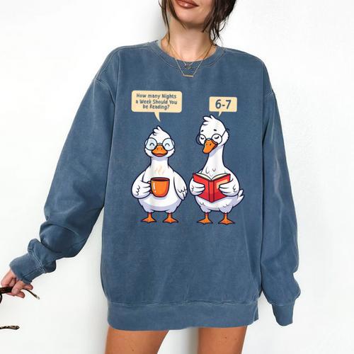 How Many Nights Reading Goose Book Lover Reader Comfort Colors Sweatshirt - Bookorys