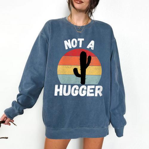 Not A Hugger Cactus Introvert Antisocial Comfort Colors Sweatshirt - Raresse
