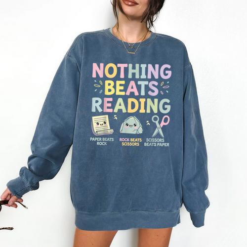 Nothing Beats Reading Book Librarian Across America Kids Comfort Colors Sweatshirt - Bookorys DE