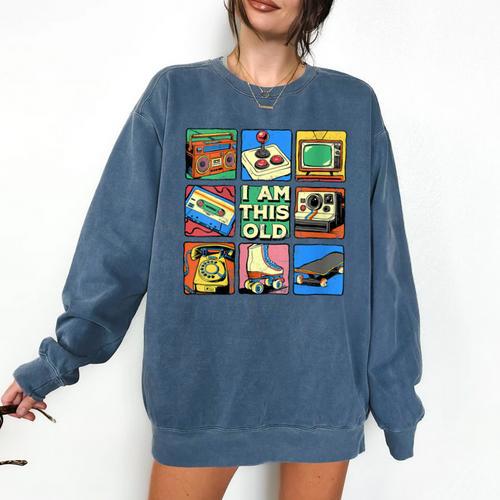 I Am This Old Retro Vintage Nostalgia 80s 90s Cassette Tape Comfort Colors Sweatshirt - Figerry
