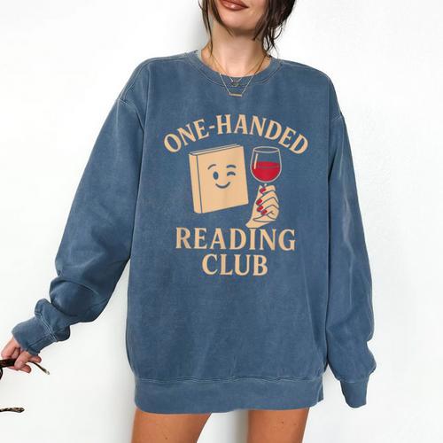 One-Handed Reading Club Smutty Book Lover Comfort Colors Sweatshirt - Bookorys