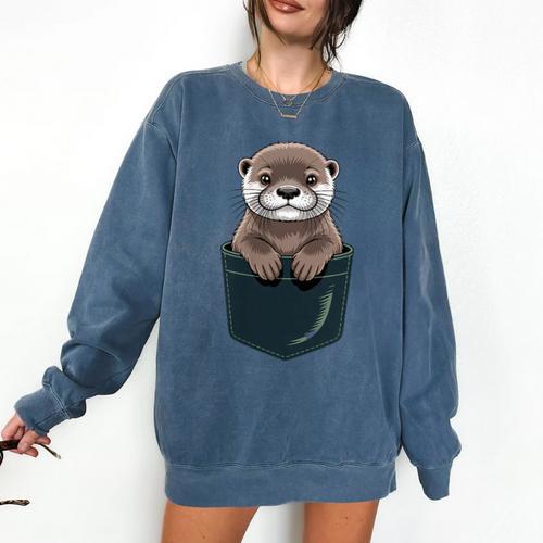 Pocket Otter Lover Introvert Cute Animal Fun Surprise Comfort Colors Sweatshirt - Raresse