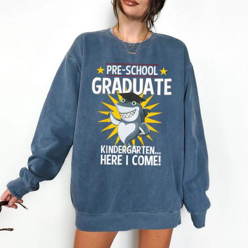 Pre K Graduation Shirts Shark Grad Toddler Comfort Colors Sweatshirt - Best Gift Smart