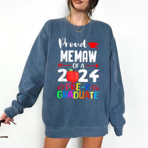 Proud MEMAW Of 2024 Pre-K Graduation Graduate Senior 2024 Comfort Colors Sweatshirt - Best Gift Smart
