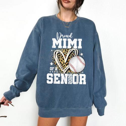 Proud Mimi Of A 2026 Senior Baseball Graduation Leopard Comfort Colors Sweatshirt - Best Gift Smart