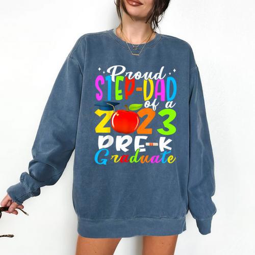 Proud Step-Dad Of 2023 Pre-K Graduate Fathers Day Graduation Comfort Colors Sweatshirt - Best Gift Smart