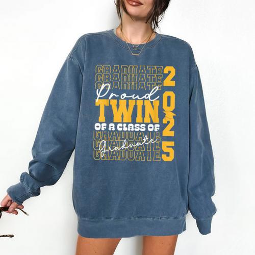 Proud Twin Of a 2025 Graduate Grad Prom Graduation Squad 25 Comfort Colors Sweatshirt - Best Gift Smart