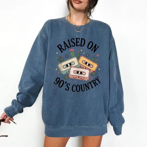 Raised On 90's Country Music Lover Nostalgia Retro Vibe Comfort Colors Sweatshirt - Figerry
