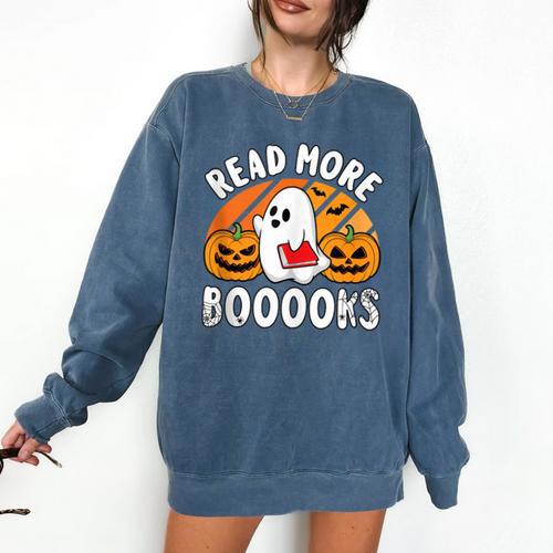 Read More Books Teacher Halloween Men Women Comfort Colors Sweatshirt - Bookorys