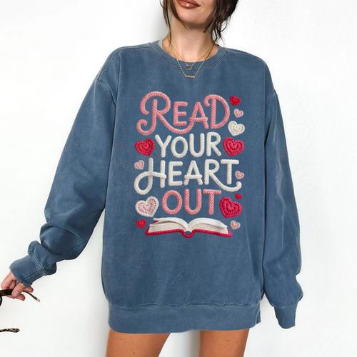 Read Your Cute Heart Out Teacher Librarian Love Reading Book Comfort Colors Sweatshirt - Bookorys UK