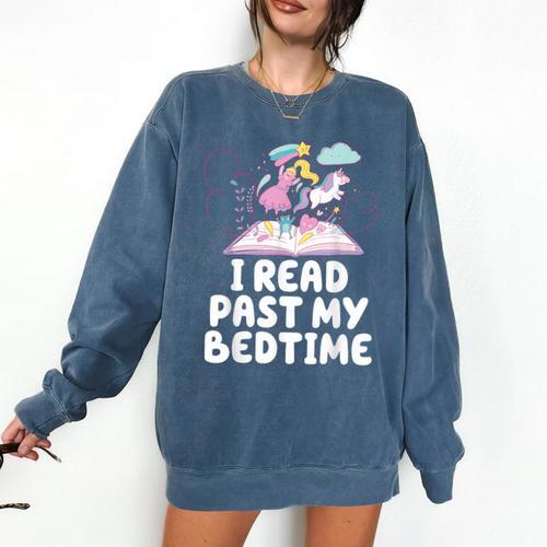 I Read Past My Bedtime Reading Unicorn Book Lover Comfort Colors Sweatshirt - Bookorys AU