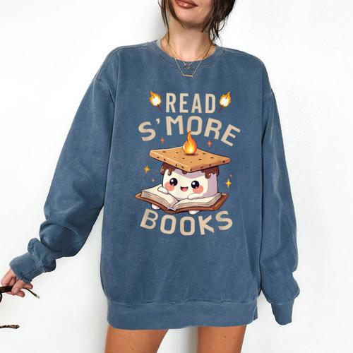 Read S'More Book Marshmallow Book Reading Lover Comfort Colors Sweatshirt - Bookorys DE