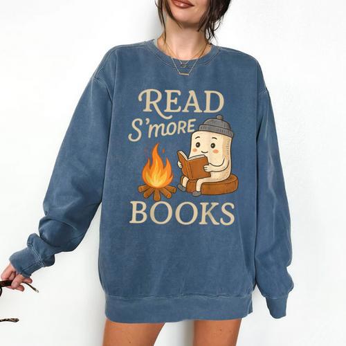 Read S'More Books Campfire Reading Book Lovers Camper Comfort Colors Sweatshirt - Bookorys CA