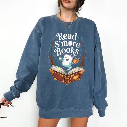 Read S'More Books Camping Outdoors Travel Campfire Comfort Colors Sweatshirt - Bookorys