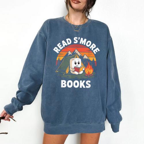 Read S'More Books Cute Campfire Reading Book Lovers Comfort Colors Sweatshirt - Bookorys