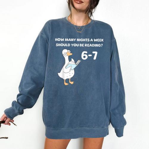 Reading 6-7 Silly Goose Read Books Bookish Bookworm Comfort Colors Sweatshirt - Bookorys