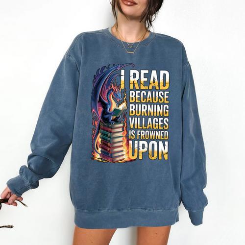 Reading Bookish Dragon Fantasy Comfort Colors Sweatshirt - Bookorys AU