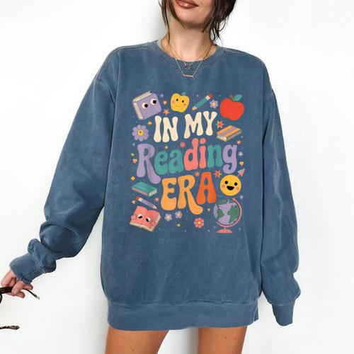 In My Reading Era Books Lovers Men Women Kids Comfort Colors Sweatshirt - Bookorys DE