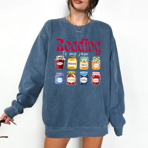 Reading Is My Jam Teacher Student Book Lovers Comfort Colors Sweatshirt - Bookorys DE