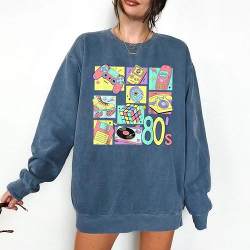 Retro 80s Nostalgia 1980s Throwback Party Costume Comfort Colors Sweatshirt - Figerry