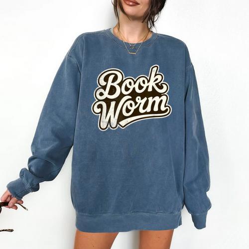 Retro Book Worm Reading For Book Lovers Comfort Colors Sweatshirt - Bookorys