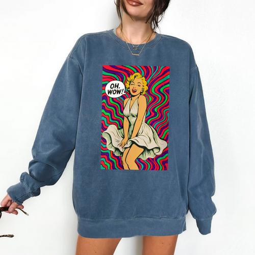 Retro Pop Art Vintage Style Blonde Psychedelic 50s Nostalgia Comfort Colors Sweatshirt - Figerry