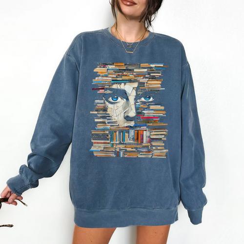 RtY Book Man Graphic Eyes Colorful Art Small Comfort Colors Sweatshirt - Bookorys UK