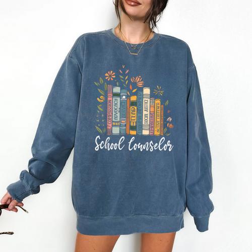 School Counselor Wildflower Books National School Counseling Comfort Colors Sweatshirt - Bookorys DE