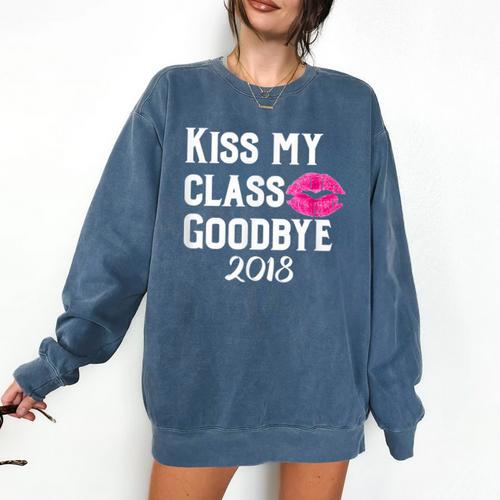 Sen18r Shirt Senior 2018 Graduation Kiss Lips Comfort Colors Sweatshirt - Best Gift Smart
