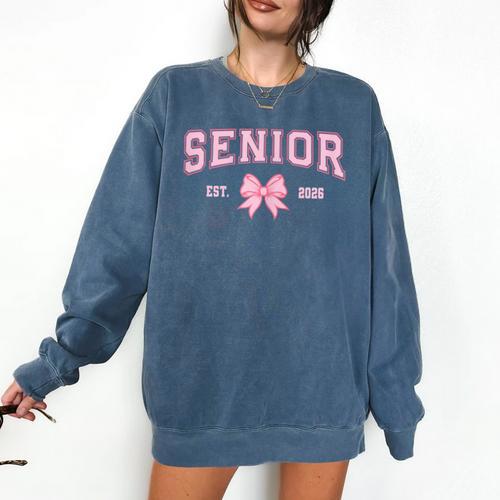 Senior 2026 Class Of 2026 Coquette Pink Bow Graduation 2026 Comfort Colors Sweatshirt - Best Gift Smart