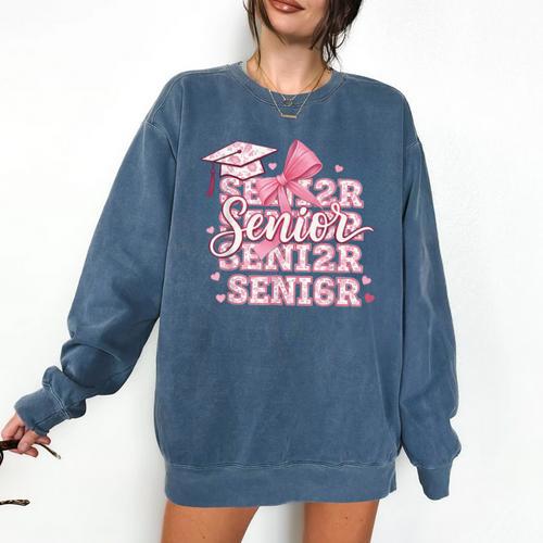 Senior 2026 Class Of 2026 Cute Coquette Pink Bow Graduation Comfort Colors Sweatshirt - Best Gift Smart