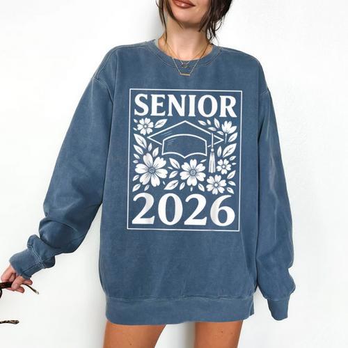 Senior 2026 Floral Flowers Class Of 2026 Graduation Kids Comfort Colors Sweatshirt - Best Gift Smart