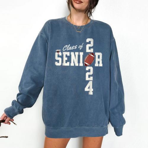 Senior Class Of 2024 Football Graduation Party Favors 2024 Comfort Colors Sweatshirt - Best Gift Smart