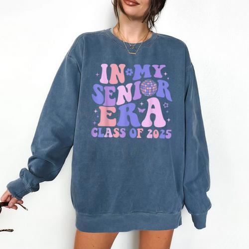 In My Senior Era Class Of 2025 Groovy Senior 2025 Graduation Comfort Colors Sweatshirt - Best Gift Smart
