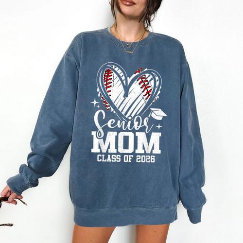 Senior Mom Class Of 2026 Baseball Graduation Heart Comfort Colors Sweatshirt - Best Gift Smart