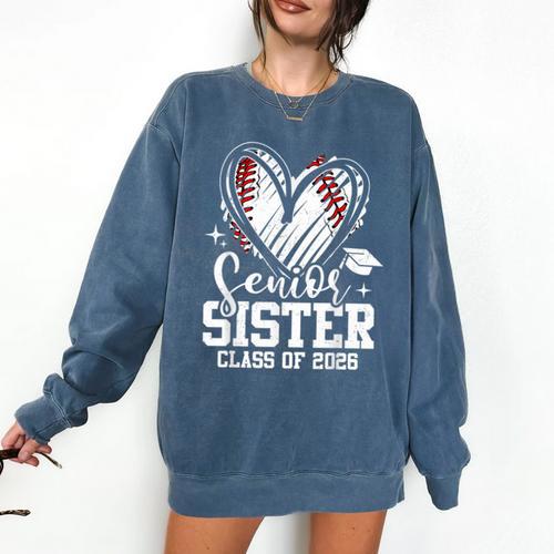 Senior Sister Class Of 2026 Baseball Graduation Heart Comfort Colors Sweatshirt - Best Gift Smart