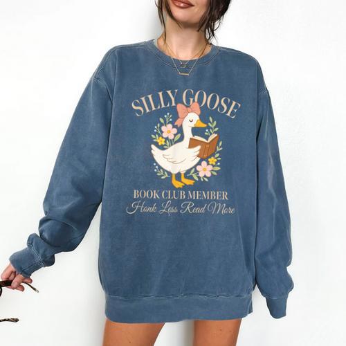 Silly Goose Book Club Member Reading Lover Comfort Colors Sweatshirt - Bookorys