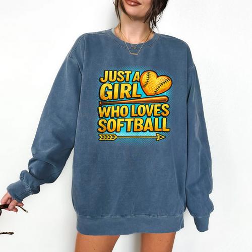 Softball Just A Girl Comic Book Style Graphic For Teens Comfort Colors Sweatshirt - Bookorys DE