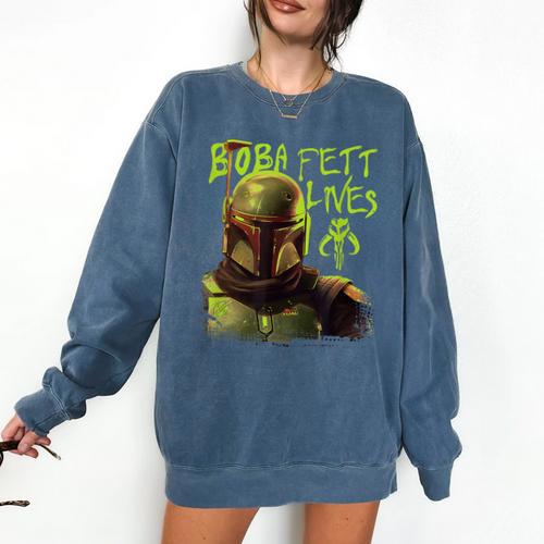 Star Wars The Book Of Boba Fett Neon Boba Fett Lives Poster Comfort Colors Sweatshirt - Bookorys