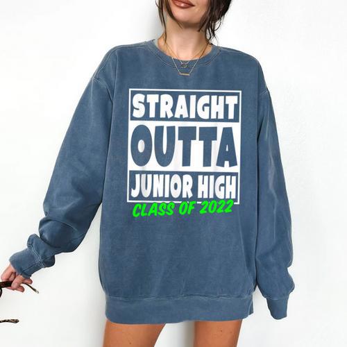 Straight Outta Junior High School Class Of 2022 Graduation Comfort Colors Sweatshirt - Best Gift Smart