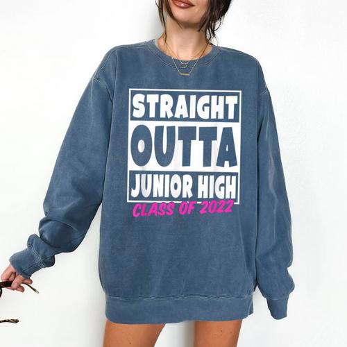 Straight Outta Junior High School Graduation Comfort Colors Sweatshirt - Best Gift Smart