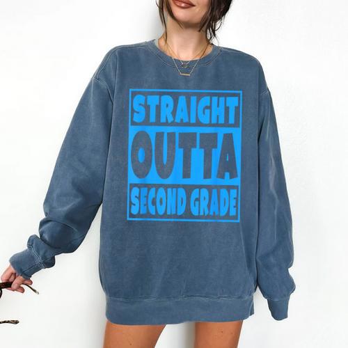Straight Outta Second Grade Graduation Class Comfort Colors Sweatshirt - Best Gift Smart