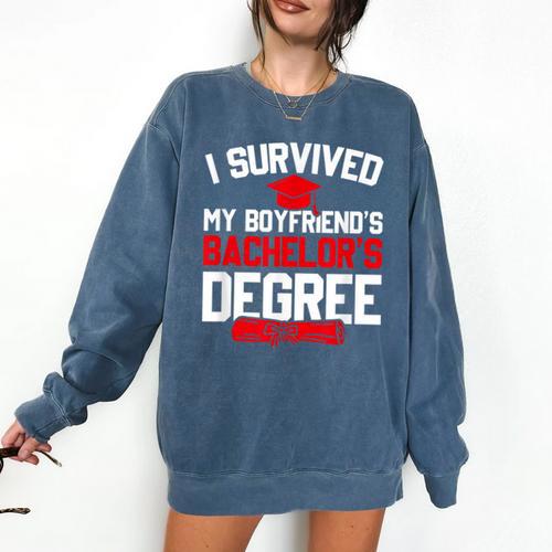 I Survived My Boyfriend's Bachelor's Degree Graduation Comfort Colors Sweatshirt - Best Gift Smart