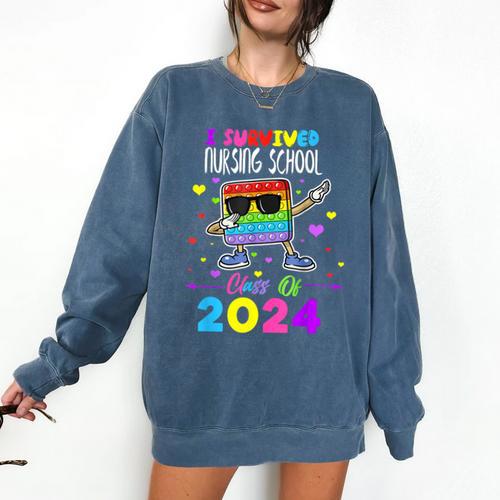 I Survived Nursing School Of 2024 Student Graduation 2024 Comfort Colors Sweatshirt - Best Gift Smart