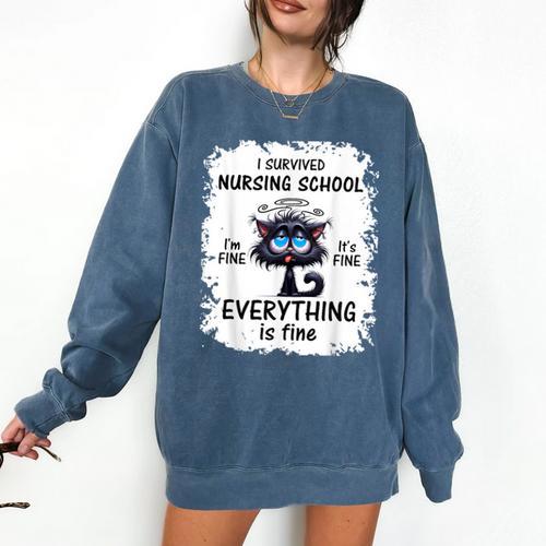I Survived Nursing School Graduation 2025 Comfort Colors Sweatshirt - Best Gift Smart