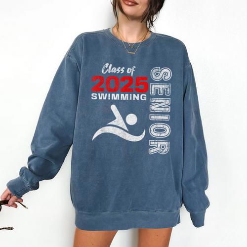 Swimming Team Senior Class Of 2025 Graduation 2025 Comfort Colors Sweatshirt - Best Gift Smart