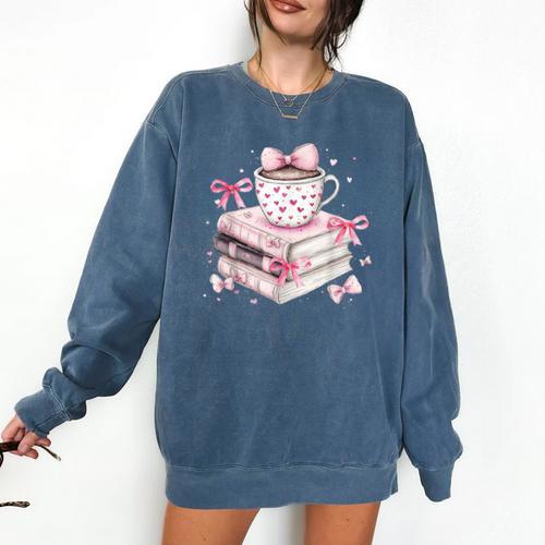 Teacher Valentine's Day All Booked For Valentines Reading Comfort Colors Sweatshirt - Bookorys CA